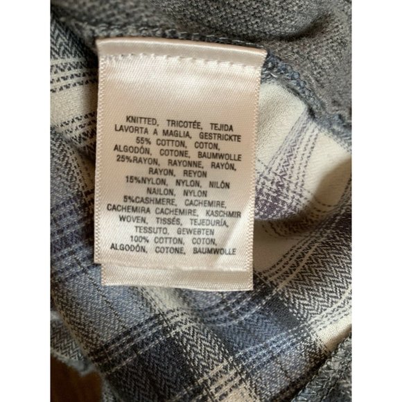 MOTH Anthropologie Women's Pullover Sweater Gray Back Plaid Flannel - Picture 4 of 6